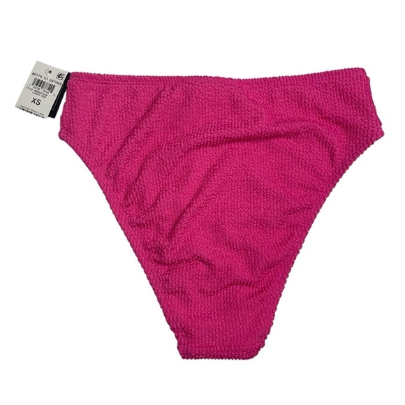 Bar III Tank Bra Bikini Top & High Leg Bottoms Candy Kiss Pink Textured XS New - Picture 10 of 10